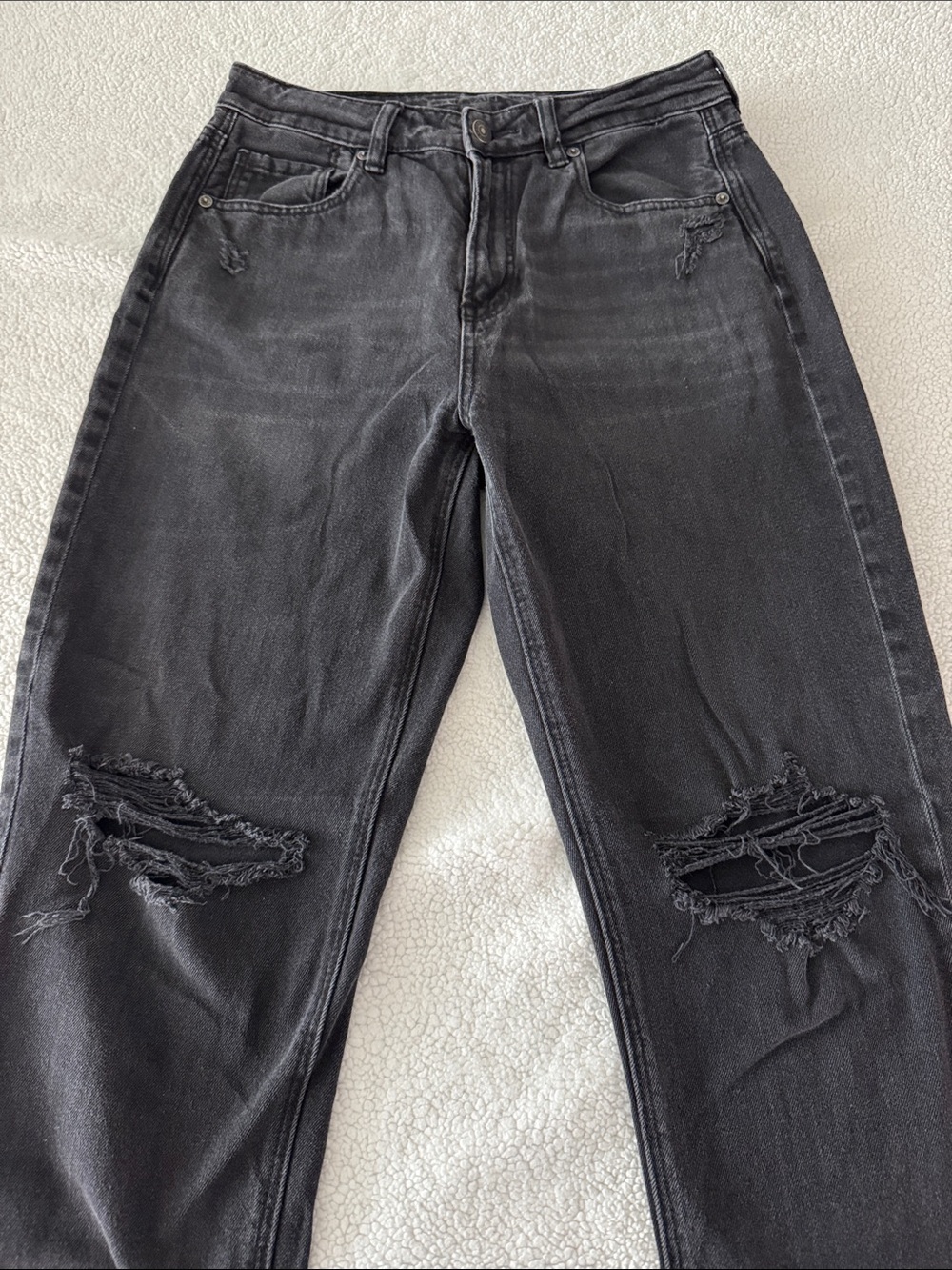 American Eagle Outfitters Black Distressed Boyfriend Jeans